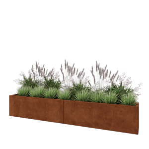 Cortenstaal plantenbak XXL - Rechthoek - 240 x 30 x 40 cm - Met bodemplaat