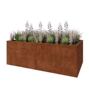 Cortenstaal plantenbak XXL - Rechthoek - 240 x 120 x 80 cm - Met bodemplaat