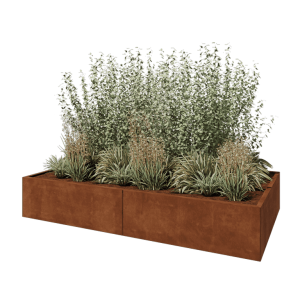 Cortenstaal plantenbak XXL - Rechthoek - 240 x 120 x 40 cm - Met bodemplaat