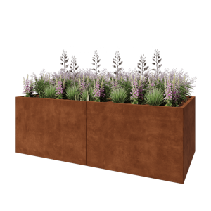Cortenstaal plantenbak XXL - Rechthoek - 240 x 100 x 80 cm - Met bodemplaat