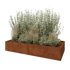 Cortenstaal plantenbak XXL - Rechthoek - 240 x 100 x 40 cm - Zonder bodemplaat