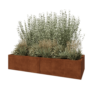 Cortenstaal plantenbak XXL - Rechthoek - 200 x 80 x 40 cm - Met bodemplaat