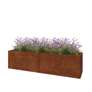 Cortenstaal plantenbak XXL - Rechthoek - 200 x 50 x 50 cm - Zonder bodemplaat