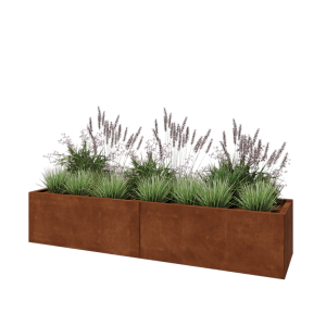 Cortenstaal plantenbak XXL - Rechthoek - 200 x 50 x 40 cm - Met bodemplaat