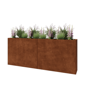 Cortenstaal plantenbak XXL - Rechthoek - 200 x 30 x 80 cm - Met bodemplaat