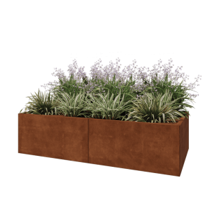 Cortenstaal plantenbak XXL - Rechthoek - 200 x 100 x 50 cm - Met bodemplaat