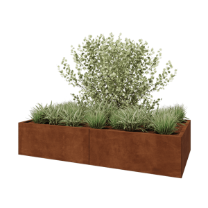 Cortenstaal plantenbak XXL - Rechthoek - 200 x 100 x 40 cm - Zonder bodemplaat