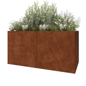 Cortenstaal plantenbak XXL - Rechthoek - 200 x 100 x 100 cm - Met bodemplaat