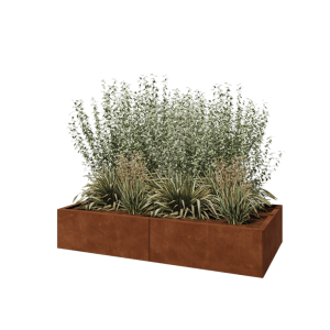 Cortenstaal plantenbak XXL - Rechthoek - 160 x 80 x 30 cm - Met bodemplaat