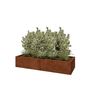 Cortenstaal plantenbak XXL - Rechthoek - 160 x 60 x 30 cm - Met bodemplaat