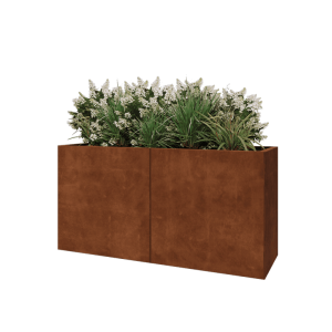 Cortenstaal plantenbak XXL - Rechthoek - 160 x 50 x 80 cm - Met bodemplaat
