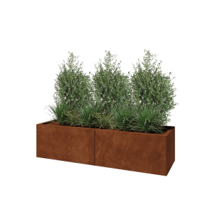 Cortenstaal plantenbak XXL - Rechthoek - 160 x 50 x 40 cm - Met bodemplaat