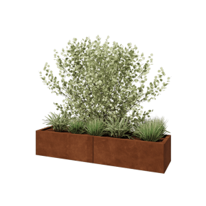 Cortenstaal plantenbak XXL - Rechthoek - 160 x 40 x 30 cm - Met bodemplaat