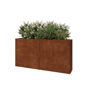 Cortenstaal plantenbak XXL - Rechthoek - 160 x 30 x 80 cm - Met bodemplaat
