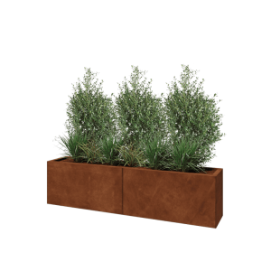 Cortenstaal plantenbak XXL - Rechthoek - 160 x 30 x 40 cm - Met bodemplaat