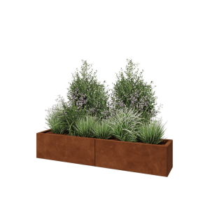 Cortenstaal plantenbak XXL - Rechthoek - 160 x 30 x 30 cm - Met bodemplaat
