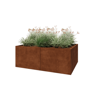 Cortenstaal plantenbak XXL - Rechthoek - 160 x 120 x 60 cm - Met bodemplaat