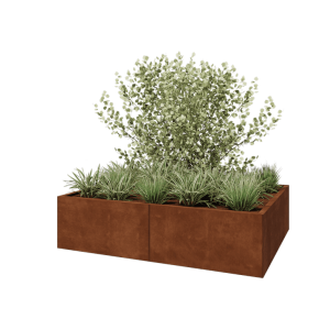 Cortenstaal plantenbak XXL - Rechthoek - 160 x 120 x 40 cm - Met bodemplaat