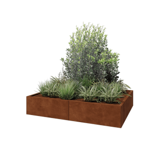 Cortenstaal plantenbak XXL - Rechthoek - 160 x 120 x 30 cm - Met bodemplaat