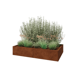 Cortenstaal plantenbak XXL - Rechthoek - 160 x 100 x 30 cm - Met bodemplaat