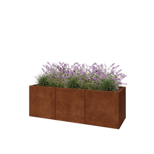 Cortenstaal plantenbak XXL - Rechthoek - 150 x 50 x 50 cm - Met bodemplaat