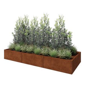 Cortenstaal plantenbak XXL - Rechthoek - 300 x 120 x 40 cm - Met bodemplaat