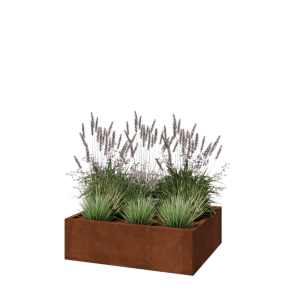 Cortenstaal plantenbak - Rechthoek - 100 x 80 x 30 cm - Met bodemplaat