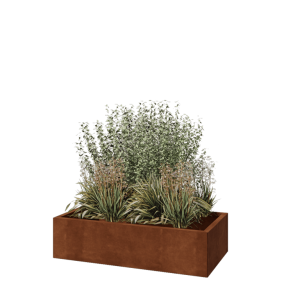 Cortenstaal plantenbak - Rechthoek - 120 x 60 x 30 cm - Met bodemplaat