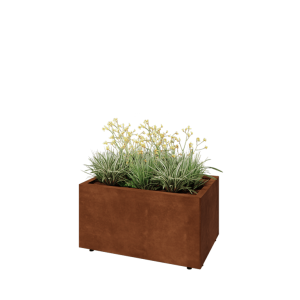 Cortenstaal plantenbak - Rechthoek - 80 x 50 x 40 cm - Met bodemplaat - Met poten