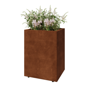 Cortenstaal plantenbak - Rechthoek - 60 x 50 x 80 cm - Met bodemplaat - Met poten