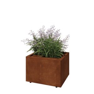 Cortenstaal plantenbak - Rechthoek - 60 x 50 x 40 cm - Met bodemplaat - Met poten