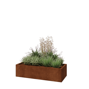 Cortenstaal plantenbak - Rechthoek - 120 x 50 x 30 cm - Met bodemplaat