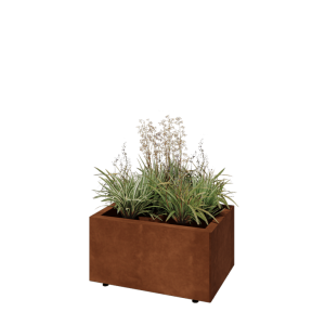 Cortenstaal plantenbak - Rechthoek - 60 x 40 x 30 cm - Met bodemplaat - Met poten