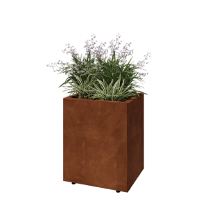 Cortenstaal plantenbak - Rechthoek - 50 x 40 x 60 cm - Met bodemplaat - Met poten
