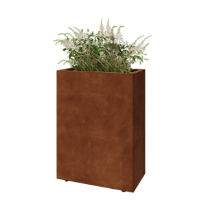 Cortenstaal plantenbak - Rechthoek - 60 x 30 x 80 cm - Met bodemplaat - Met poten