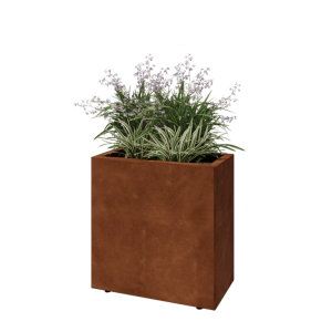Cortenstaal plantenbak - Rechthoek - 60 x 30 x 60 cm - Met bodemplaat - Met poten