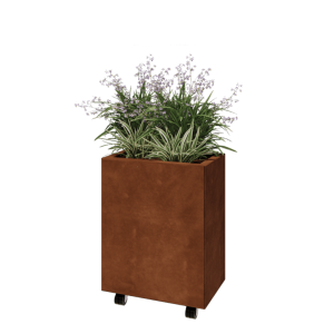 Cortenstaal plantenbak - Rechthoek - 50 x 30 x 60 cm - Met bodemplaat - Met wielen