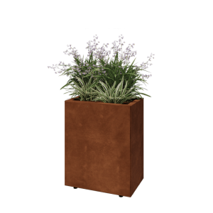 Cortenstaal plantenbak - Rechthoek - 50 x 30 x 60 cm - Met bodemplaat - Met poten