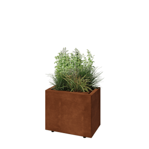 Cortenstaal plantenbak - Rechthoek - 50 x 30 x 40 cm - Met bodemplaat - Met poten