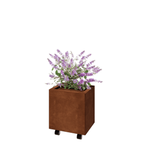 Cortenstaal plantenbak - Rechthoek - 40 x 30 x 40 cm - Met bodemplaat - Met wielen