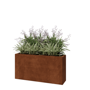Cortenstaal plantenbak - Rechthoek - 120 x 30 x 60 cm - Met bodemplaat