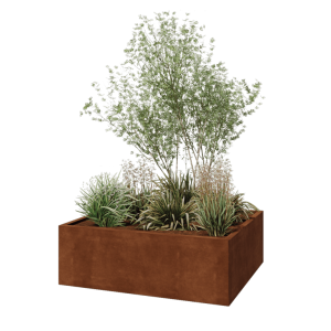 Cortenstaal plantenbak - Rechthoek - 120 x 100 x 40 cm - Met bodemplaat