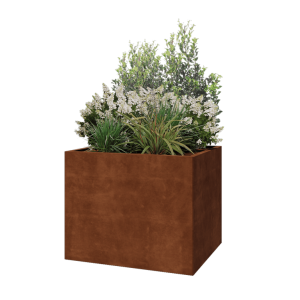 Cortenstaal plantenbak - Rechthoek - 100 x 80 x 80 cm - Met bodemplaat
