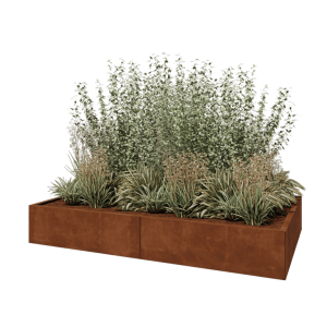 Cortenstaal plantenbak XXL - Rechthoek - 200 x 120 x 30 cm - Met bodemplaat