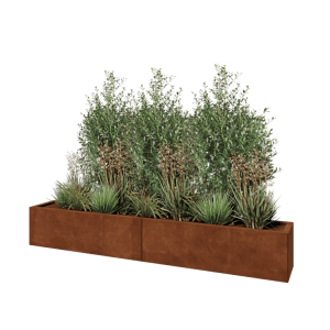 Cortenstaal plantenbak XXL - Rechthoek - 200 x 30 x 30 cm - Met bodemplaat
