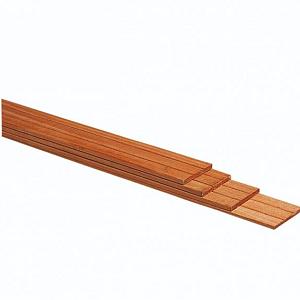 Hardhouten geschaafde plank met V-groeven 1,5 x 14,5 x 395 cm