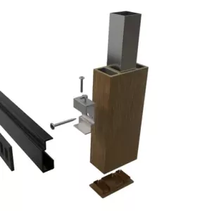 Brise Soleil verstelbare alu Montageclip RAL9005 verpakt per 10 + RVS Bouten & Schroeven