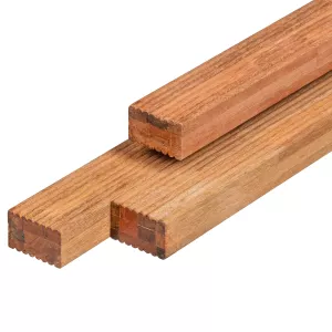 Bangkirai hardhouten regel 4,5 x 7 x 400 cm kunstmatig gedroogd, geschaafd, 4 ronde hoeken