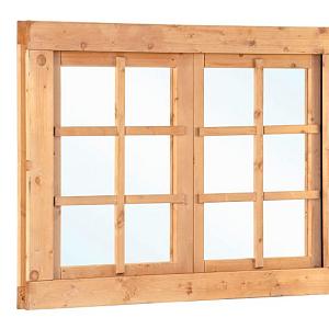 Douglas dubbel draairaam 6-ruits B1252xH900mm (buitenwerkse maat) incl. 2 soorten roedes, RVS raambe
