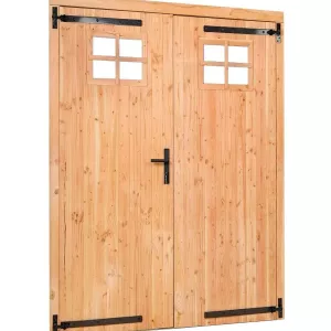 Douglas dubbele dichte deur met klein raam B185xH205 cm buitenmaat, linksdraaiend